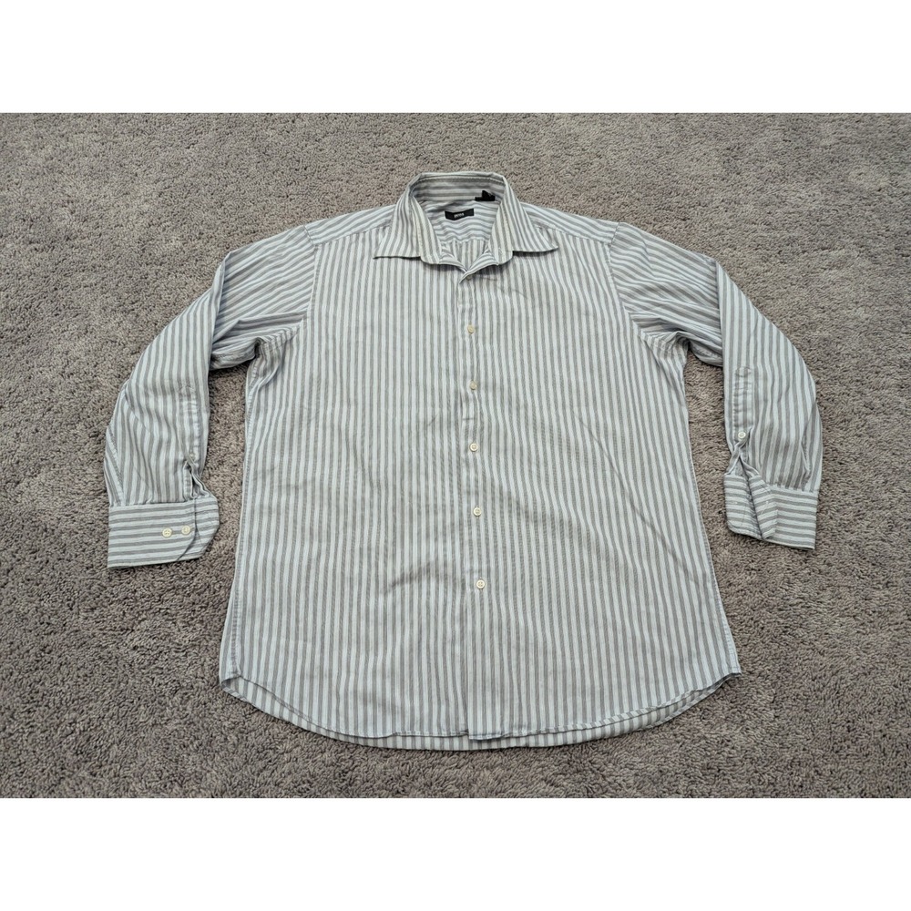 HUGO Boss Button Up Shirt Mens 16.5 32/33 Striped Long‎ Sleeve Casual Office